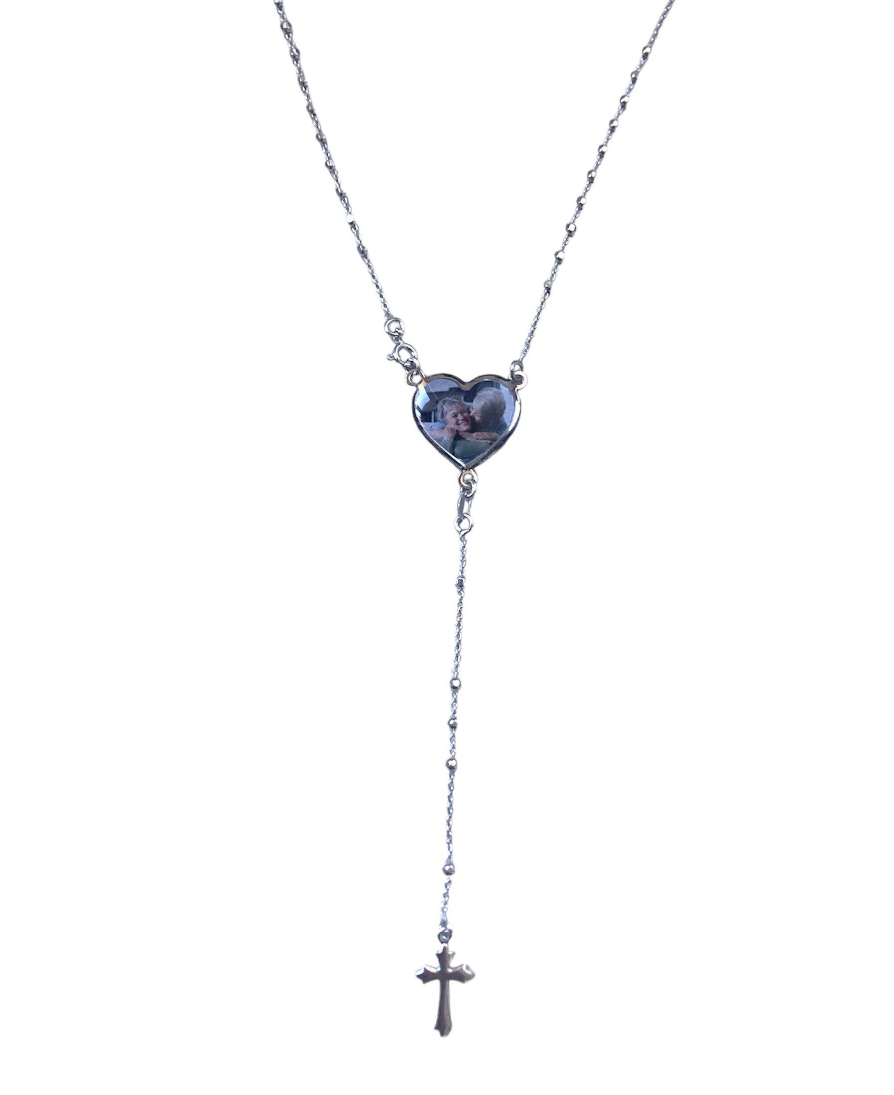 Collana Rosario  con  foto personalizzata forma cuore